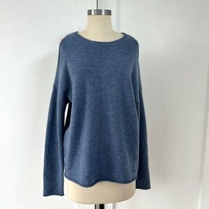 360‎ Sweater 100% Cashmere Cold Shoulder Pullover Sweater Blue M